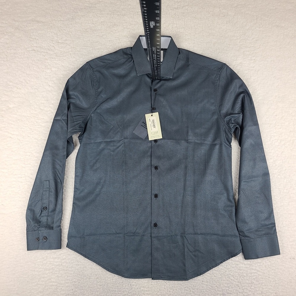 C Lab NYC Shirt Mens 15.5 - 35 Blue Gray New Extreme Slim Fit 4 Way Dress Button
